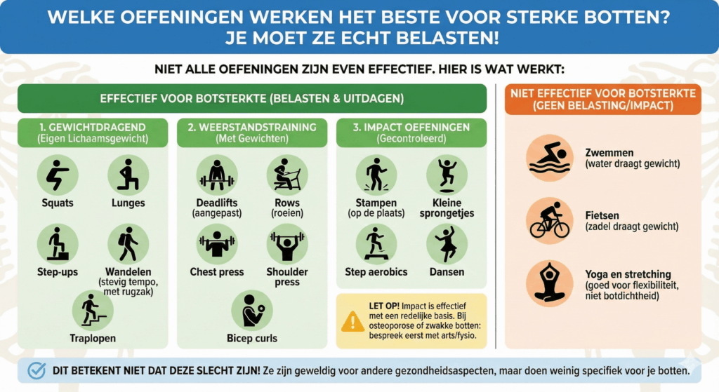 Infographic 'Feiten over jouw botten' die de cyclus van botopbouw, de afname van botmassa na 30 jaar en risicocijfers voor osteoporose bij 50-plussers toont